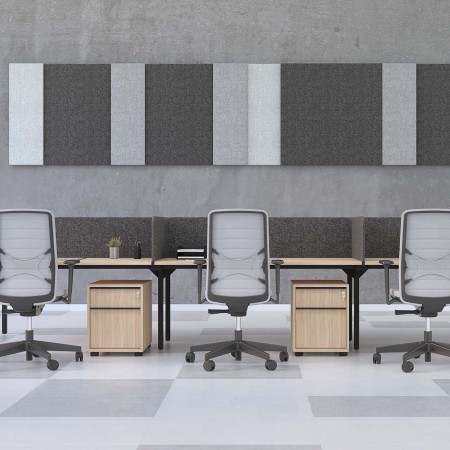 Ensemble de panneaux acoustiques NOVA pour bench 4 places en finition tissu à Montreux.