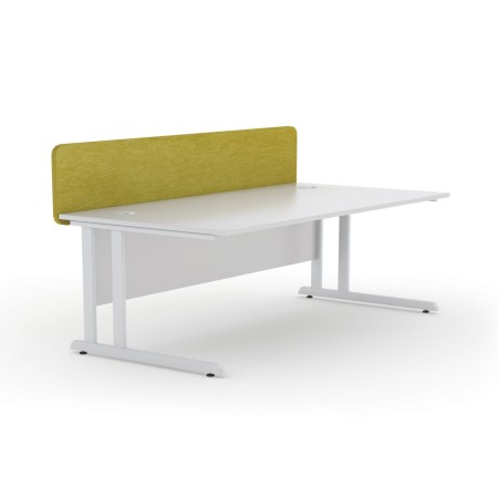 Écran de bureau OPTIMA jaune moutarde en tissu pour poste individuel.
