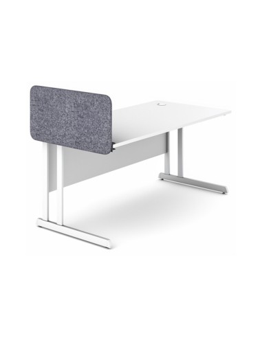 Écran de séparation visuel latéral Optima gris pour bureau individuel blanc.