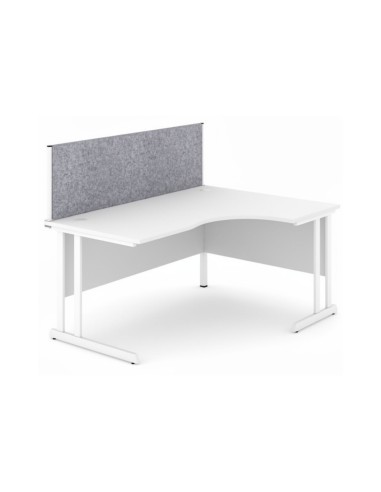 Écran de séparation en tissu gris pour bureau blanc avec fixation arrière Optima.