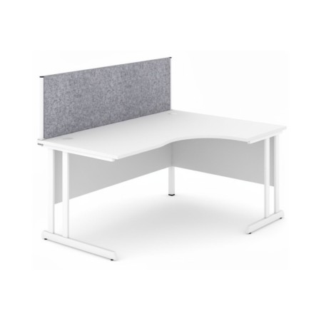 Écran de séparation en tissu gris pour bureau blanc avec fixation arrière Optima.