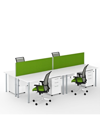 Écran de séparation en tissu vert Optima installé sur un bureau professionnel.