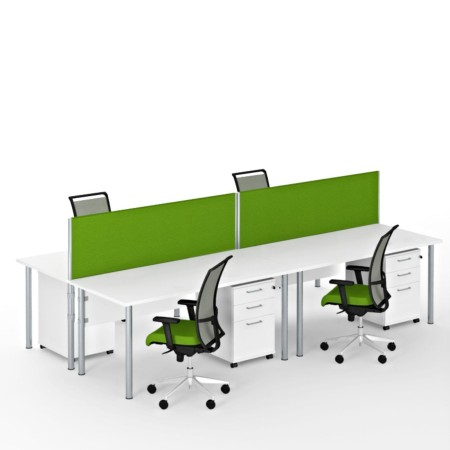 Écran de séparation en tissu vert Optima installé sur un bureau professionnel.
