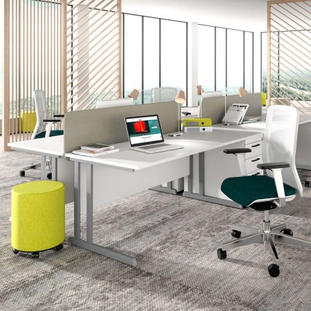 Écran de bureau OPTIMA jaune moutarde en tissu pour poste individuel. 2