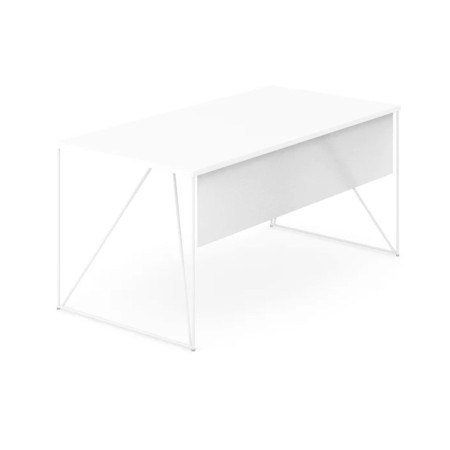 Voile de fond AIR blanc pour bureau design avec piètement filaire blanc.