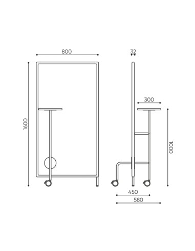 Dimensions cloison acoustique mobile - Flos