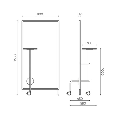 Dimensions cloison acoustique mobile - Flos