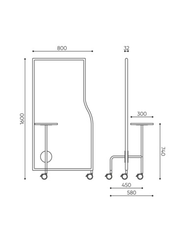Dimensions cloison acoustique mobile - Flos