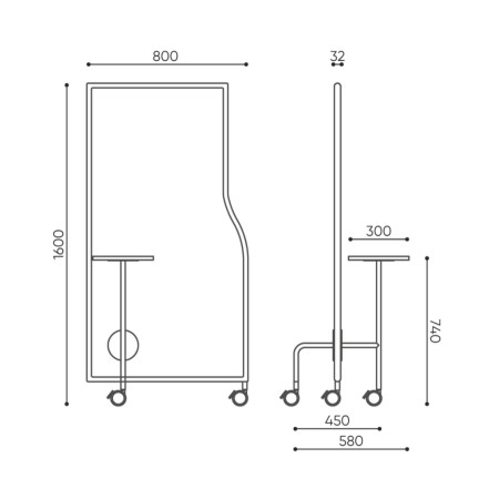 Dimensions cloison acoustique mobile - Flos