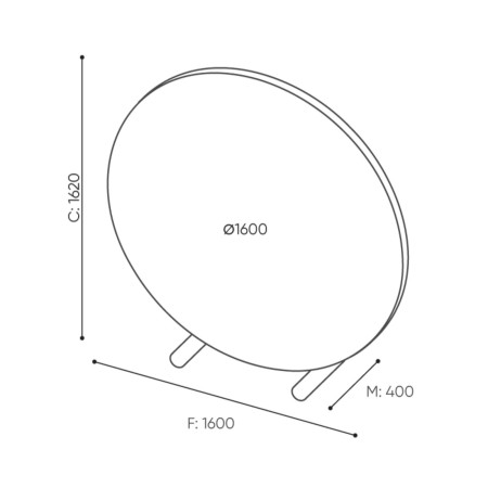 Dimensions panneau acoustique rond autoportant - Nubi