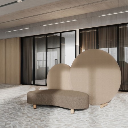 Panneaux acoustiques autoportants ronds en espace lounge - Nubi