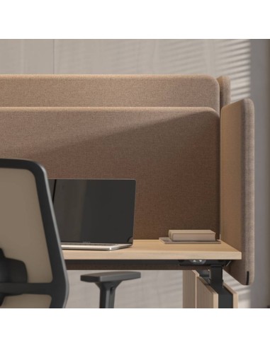Panneau acoustique latéral FONO avec angles arrondis pour poste de travail.