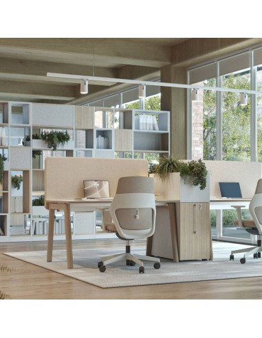 Écran acoustique frontal FONO installé sur un bureau moderne à Aigle.