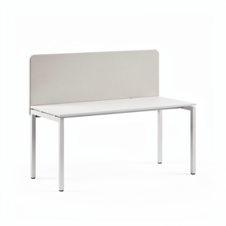 Écran acoustique frontal FONO pour bureau individuel en tissu beige.
