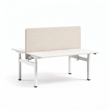 Écran acoustique frontal FONO pour bench assis-debout MOTION  en tissu beige.