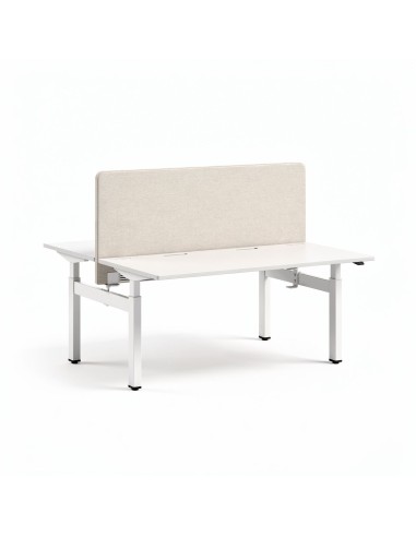 Écran acoustique frontal FONO pour bench assis-debout MOTION en tissu clair.
