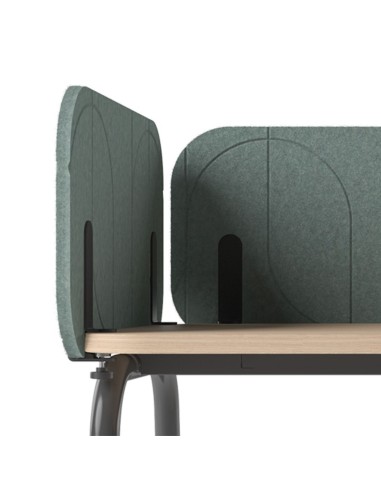 Cloison latérale en feutre PET pour bureau ROUND avec forme arrondie.