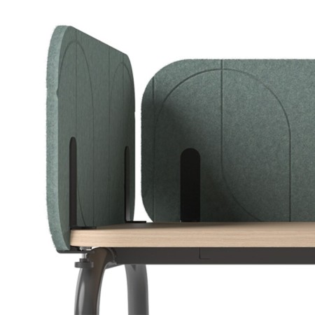Cloison latérale en feutre PET pour bureau ROUND avec forme arrondie.