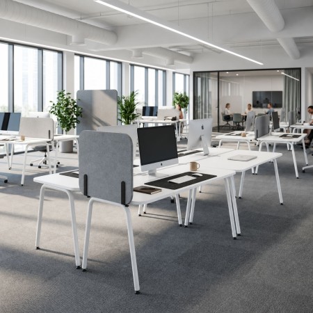 Cloison latérale haute acoustique ROUND PET grise pour bureau ROUND. 2