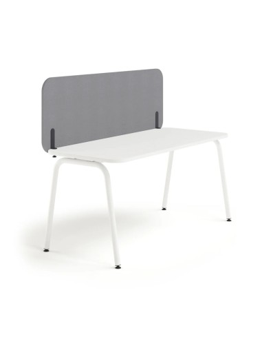 Écran frontal haut acoustique ROUND PET gris pour bureau individuel.