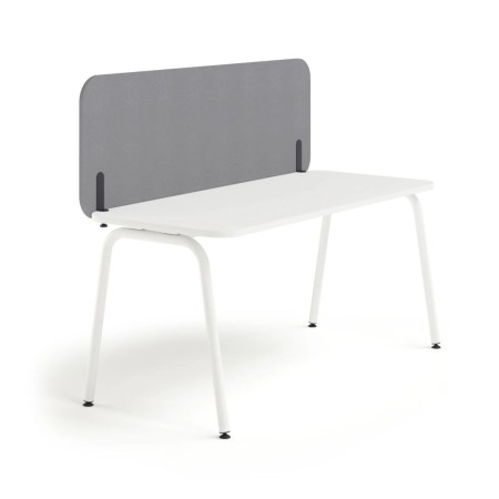 Écran frontal haut acoustique ROUND PET gris pour bureau individuel.
