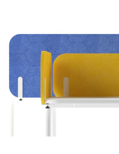Séparation acoustique frontale ROUND PET pour poste de travail individuel.