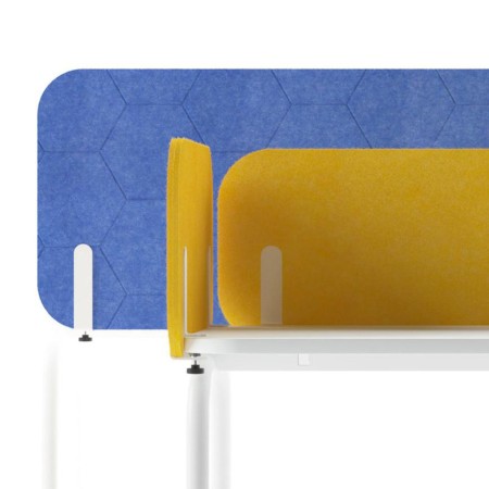 Séparation acoustique frontale ROUND PET pour poste de travail individuel.