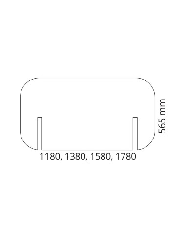 Dimensions Écran frontal haut ROUND PET pour bureau.