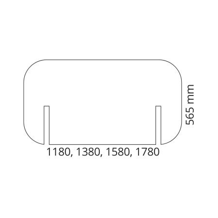 Dimensions Écran frontal haut ROUND PET pour bureau.