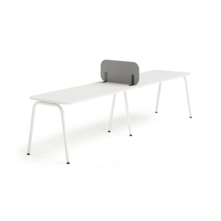 Écran central mobile acoustique ROUND PET gris pour bench linéaire.