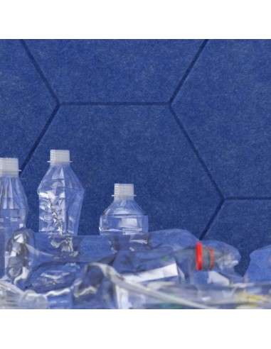 Écran acoustique latéral central ROUND PET en PET recyclé bleu.