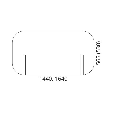 Dimensions écran acoustique haut ROUND PET 1420 ou 1620 mm.