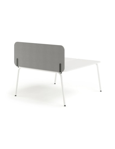 Écran latéral acoustique haut Round Pet gris en feutre PET avec coins arrondis.