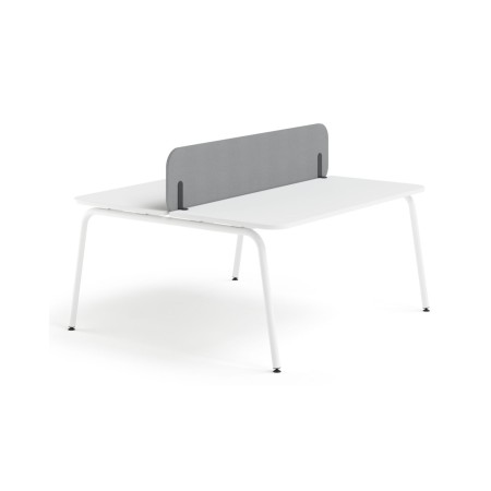 Écran acoustique central Round Pet gris en feutre PET avec coins arrondis.