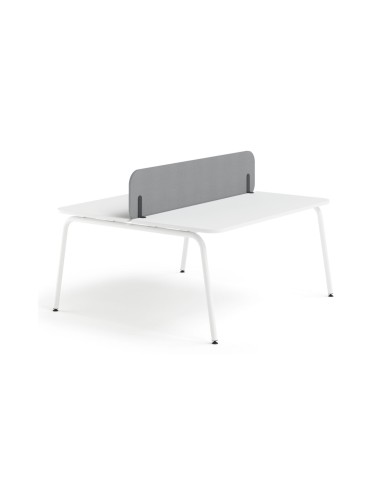Écran acoustique central Round Pet gris en feutre PET avec coins arrondis.