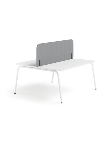 Écran acoustique central haut Round Pet gris en feutre PET avec coins arrondis.