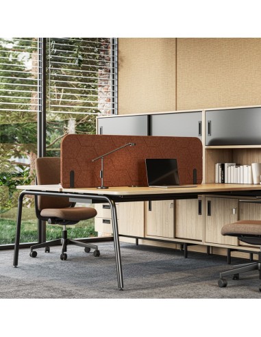 Écran central haut PET 1780 mm terracotta avec motif sophistiqué en bureau partagé au Tessin.