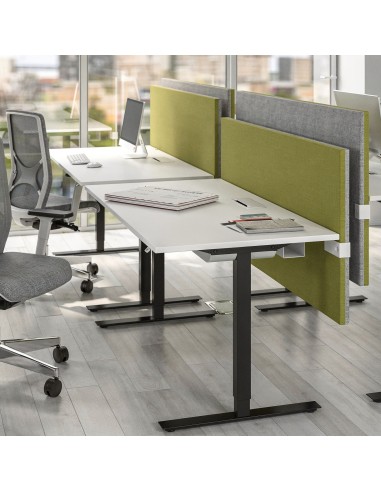 Cloison acoustique tissu H740, bicolore vert et gris design MODUS dans un bureau collaboratif à Zürich.