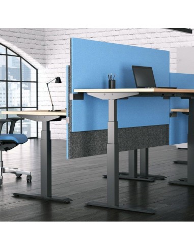 Écran de séparation acoustique en tissu bleu MODUS dans un espace de travail design et moderne à Renens.