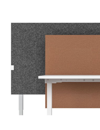Cloison acoustique de bureau 1200 à 1800 mm design MODUS en tissu brun et gris.