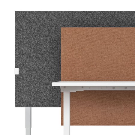 Cloison acoustique de bureau 1200 à 1800 mm design MODUS en tissu brun et gris.