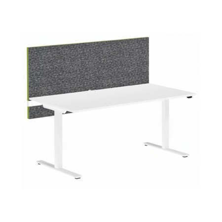 Cloison acoustique MODUS bicolore montée sur bureau individuel blanc.