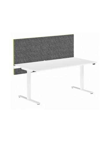 Cloison acoustique MODUS bicolore montée sur bureau individuel blanc.