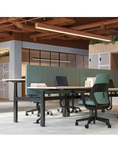 Cloison acoustique bench classe C design MODUS avec tissu bicolore en bureau professionnel à Nyon.