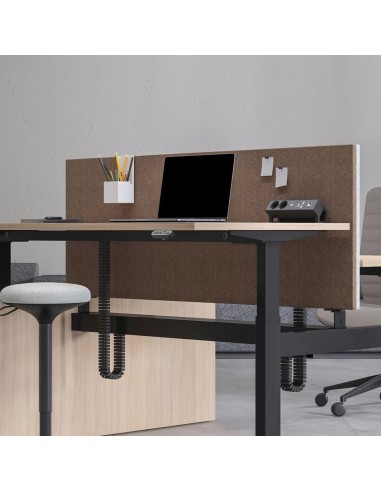 Cloison acoustique MODUS pour bench MOTION 2 postes assis-debout en open space.