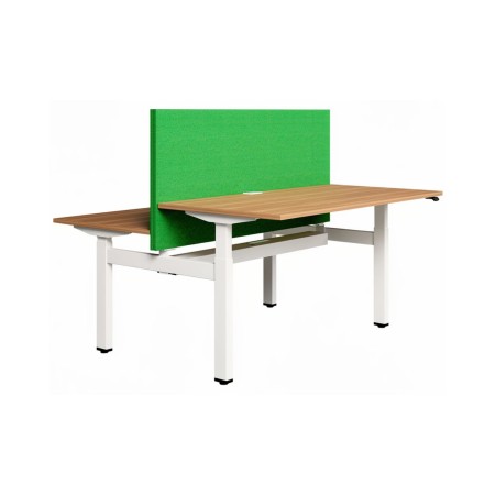 Cloison acoustique MODUS classe C verte pour bench avec piètement 3 colonnes.