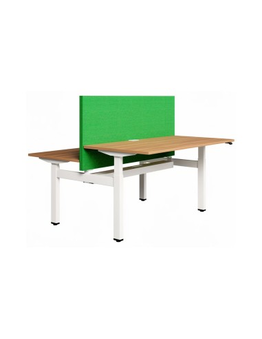 Cloison acoustique MODUS classe C verte pour bench avec piètement 3 colonnes.