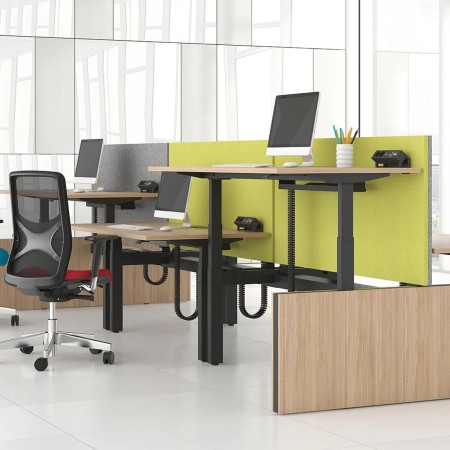Cloison acoustique MODUS classe C verte pour bench avec piètement 3 colonnes. 2