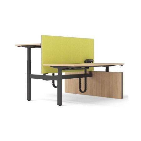 Cloison acoustique MODUS classe C jaune pour bench à deux colonnes avec écran épais 42 mm.