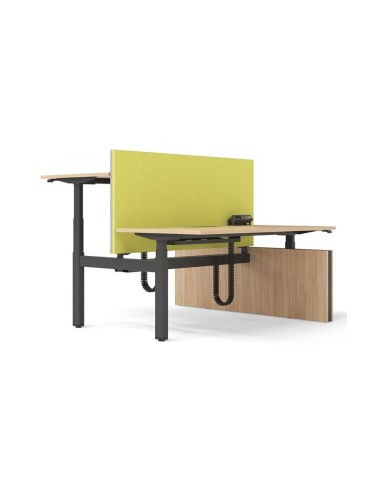 Cloison acoustique MODUS classe C jaune pour bench à deux colonnes avec écran épais 42 mm.